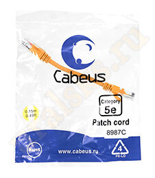 Cabeus PC-UTP-RJ45-Cat.5e-0.15m-OR Патч-корд UTP, категория 5e, 0.15 м, неэкранированный, оранжевый