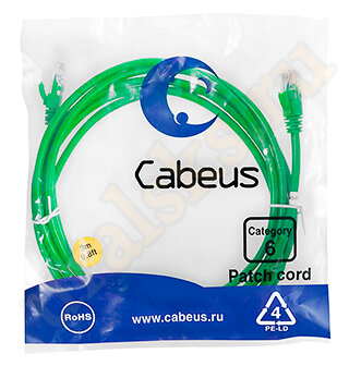 Cabeus PC-UTP-RJ45-Cat.6-3m-GN Патч-корд UTP, категория 6, 3 м, неэкранированный, зеленый