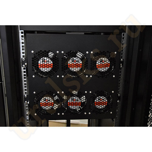 Модуль вентиляторный 19" 1U, 6 вентиляторов, регул. глубина 390-750 мм с контроллером, черный