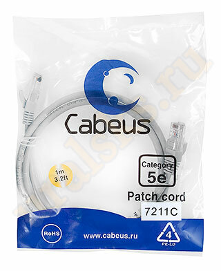 Cabeus PC-UTP-RJ45-Cat.5e-1m Патч-корд UTP, категория 5e, 1 м, неэкранированный, серый