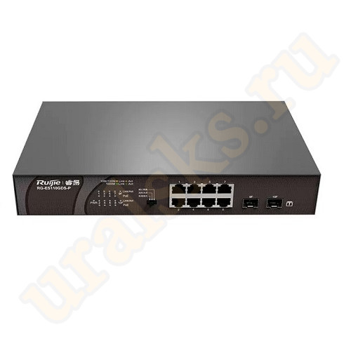RG-ES110GDS-P Коммутатор 10-портовый 10/100/1000 Мбит/с неуправляемый PoE Ruijie