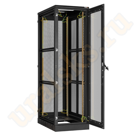 TFA-336010-GPPP-BK Напольный шкаф 19", 33U, стеклянная дверь, боковые перфорированные металические стенки и задняя дверь Ш600хВ1660хГ1000мм, в разобранном виде, черный