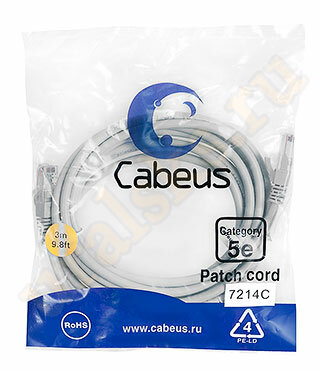 Cabeus PC-UTP-RJ45-Cat.5e-3m Патч-корд UTP, категория 5e, 3 м, неэкранированный, серый