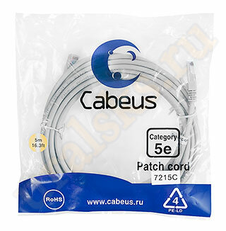 Cabeus PC-UTP-RJ45-Cat.5e-5m Патч-корд UTP, категория 5e, 5 м, неэкранированный, серый