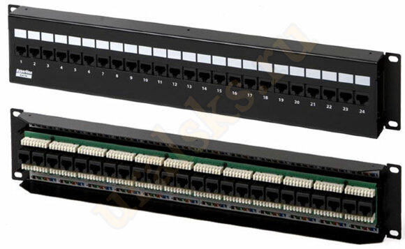 Hyperline PPW-24-8P8C-C5e-FR Патч-панель настенная c передним монтажом, 24 порта RJ-45(8P8C), категория 5e