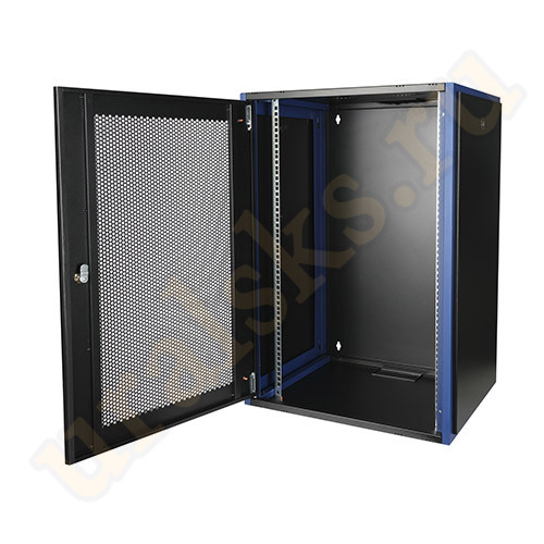 DR-620421 Настенный шкаф 19", 18U 600х600, дверь перфорация, черный