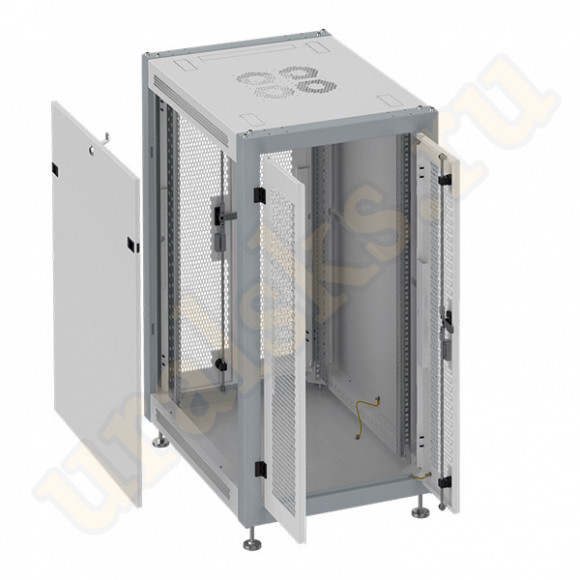 SL 6822.744 Шкаф монтажный телекоммуникационный 19" напольный 22U 600x800x1100mm (ШхГхВ) передняя дверь двухстворчатая перфорированная, задняя дверь двухстворчатая перфорированная, поворотная ручка с замком