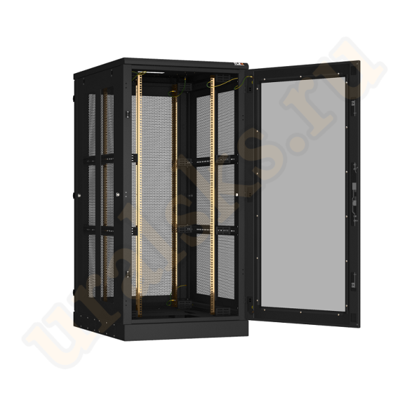 TFA-338010-GPPP-BK Напольный шкаф 19", 33U, стеклянная дверь, перфорированные боковые стенки и задняя дверь Ш800хВ1660хГ1000мм, в разобранном виде, черный