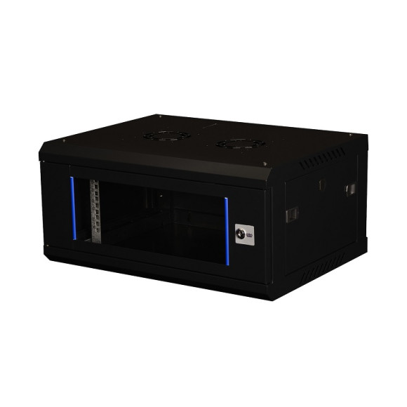 DR-630001 Шкаф 19" телекоммуникационный настенный, 4U 280х600х450 мм, дверь стекло, черный DR-630001 Шкаф 19" телекоммуникационный настенный, 4U 280х600х450 мм, дверь стекло, черный