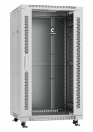 Шкаф телекоммуникационный 19" напольный 22U 600x600x1166mm (ШхГхВ) передняя стеклянная и задняя сплошная металлическая двери, ручка с замком, цвет серый (RAL 7035) Cabeus  Шкаф телекоммуникационный 19" напольный 22U 600x600x1166mm (ШхГхВ) передняя стеклянная и задняя сплошная металлическая двери, ручка с замком, цвет серый (RAL 7035) Cabeus