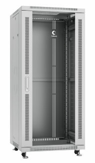 Шкаф телекоммуникационный 19" напольный 27U 600x600x1388mm (ШхГхВ) передняя стеклянная и задняя сплошная металлическая двери, ручка с замком, цвет серый (RAL 7035) Cabeus  Шкаф телекоммуникационный 19" напольный 27U 600x600x1388mm (ШхГхВ) передняя стеклянная и задняя сплошная металлическая двери, ручка с замком, цвет серый (RAL 7035) Cabeus