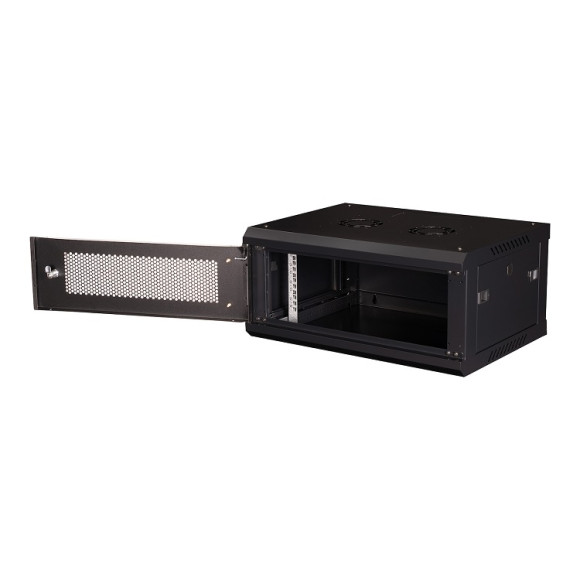 DR-650001 Шкаф 19" телекоммуникационный настенный, 4U 280х600х450 мм, дверь перфорация, черный