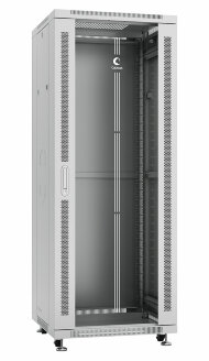 Шкаф телекоммуникационный 19" напольный 32U 600x600x1610mm (ШхГхВ) передняя стеклянная и задняя сплошная металлическая двери, ручка с замком, цвет серый (RAL 7035) Cabeus Шкаф телекоммуникационный 19" напольный 32U 600x600x1610mm (ШхГхВ) передняя стеклянная и задняя сплошная металлическая двери, ручка с замком, цвет серый (RAL 7035) Cabeus