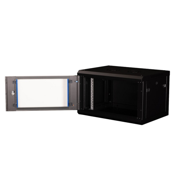 DR-631001 Шкаф 19" телекоммуникационный настенный, 6U 368х600х450 мм, дверь стекло, черный