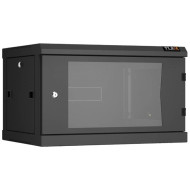 Настенный разборный шкаф TLK 19", 6U, стеклянная дверь, Ш600хВ370хГ450мм, 2 пары монтажных направляющих, черный Настенный разборный шкаф TLK 19", 6U, стеклянная дверь, Ш600хВ370хГ450мм, 2 пары монтажных направляющих, черный