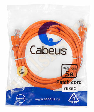 Cabeus PC-UTP-RJ45-Cat.5e-3m-OR-LSZH Патч-корд UTP, категория 5e, 3 м, LSZH, неэкранированный, оранжевый