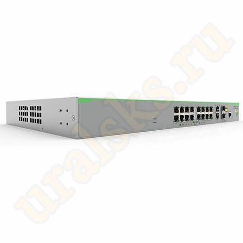 AT-FS980M/18PS-50 Коммутатор 16 x 10/100T POE+ ports and 2 x combo ports (100/1000X SFP or 10/100/1000T Copper), Fixed AC power supply, EU Power Cord