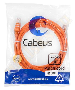 Cabeus PC-UTP-RJ45-Cat.6-2m-OR Патч-корд UTP, категория 6, 2 м, неэкранированный, оранжевый