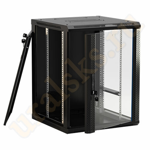 TWB-1845-GP-RAL9004 Шкаф настенный 19", 18U, 600х450мм, стеклянная дверь, цвет черный
