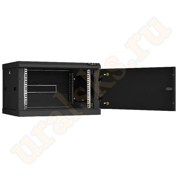 TWC-066045-R-M-BK Настенный разборный шкаф TLK 19", 6U, металлическая дверь, Ш600хВ370хГ450мм, 2 пары монтажных направляющих, черный