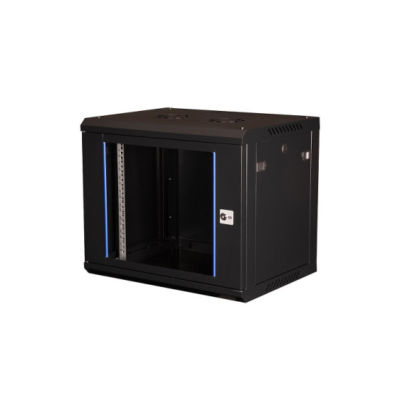 DR-632001 Шкаф 19" телекоммуникационный настенный, 9U 501х600х450 мм, дверь стекло, черный