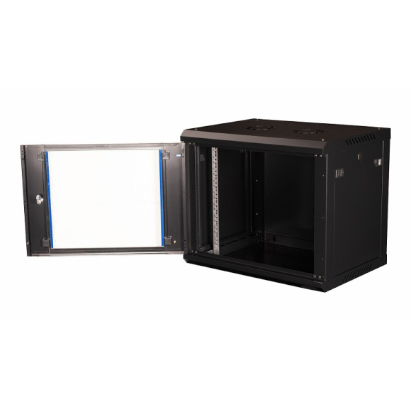 DR-632001 Шкаф 19" телекоммуникационный настенный, 9U 501х600х450 мм, дверь стекло, черный