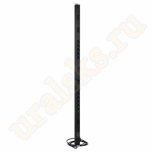 Вертикальный блок розеток R-16-10S-10C13-FI-1420-3 с фил. и инд., 10 Schuko, 10 C13, 16A, алюм.,33-48U, шнур 3м.