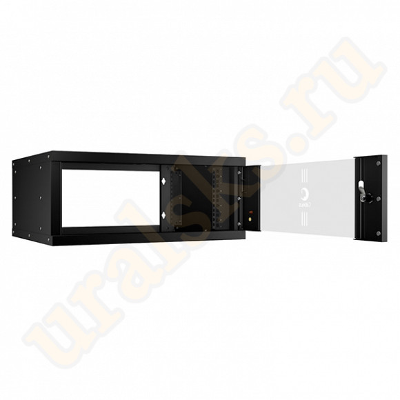 WSC-05D-4U55/45-BK Шкаф телекоммуникационный настенный 19" 4U, серия LIGHT разборный, дверь стекло, цвет черный