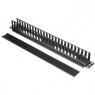 Кабельный органайзер 19" 1U с крышкой, пластиковые кольца Кабельный органайзер 19" 1U с крышкой, пластиковые кольца