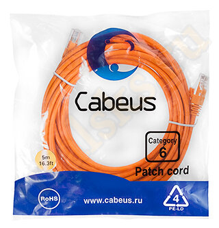Cabeus PC-UTP-RJ45-Cat.6-5m-OR Патч-корд UTP, категория 6, 5 м, неэкранированный, оранжевый