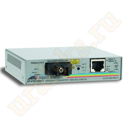 AT-FS238A/1-60 Медиаконвертер Single-fiber 10/100M bridging converter with 1310Tx/1550Rx, 15km reach