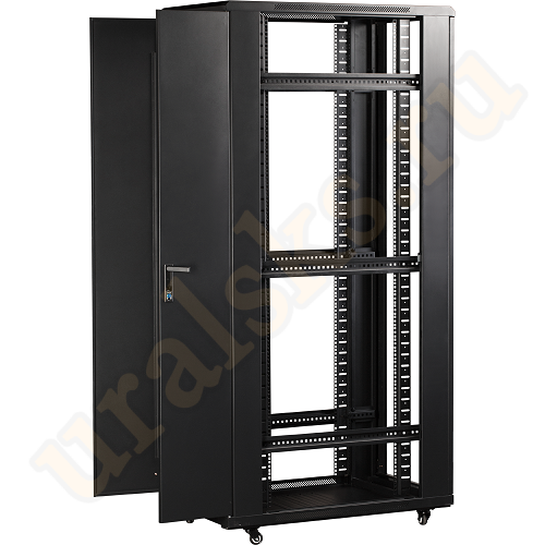 TWT-CBB-18U-6x6-G1 Шкаф 19" Business, 18U 600x600, черный, передняя дверь стекло, задняя дверь распашная металл