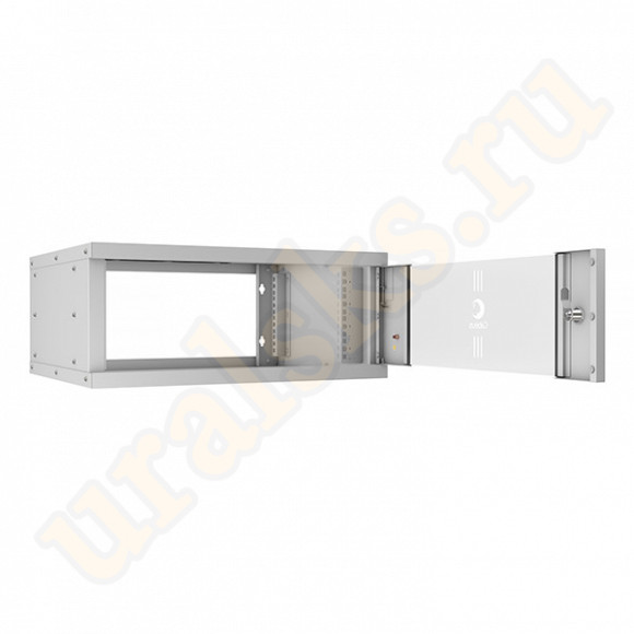 WSC-05D-4U55/45 Шкаф телекоммуникационный настенный 19" 4U, серия LIGHT разборный, дверь стекло, цвет серый