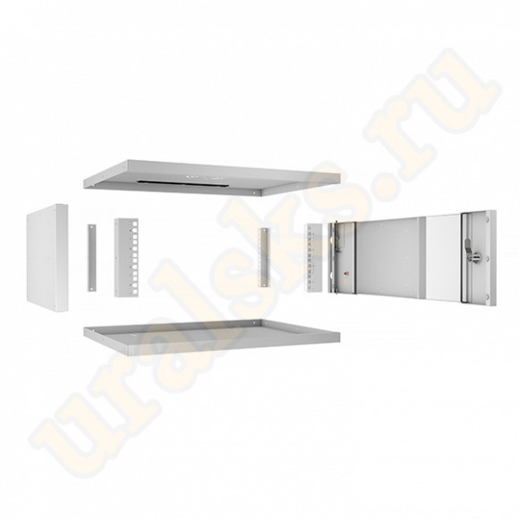 WSC-05D-4U55/45 Шкаф телекоммуникационный настенный 19" 4U, серия LIGHT разборный, дверь стекло, цвет серый