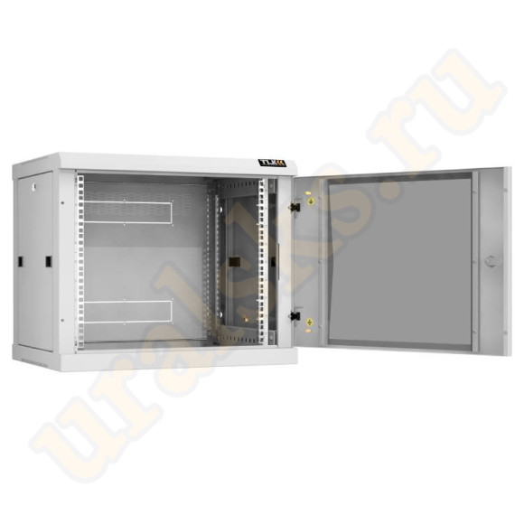 TWC-096045-R-G-GY Настенный разборный шкаф TLK 19", 9U, стеклянная дверь, Ш600хВ503хГ450мм, 2 пары монтажных направляющих, серый