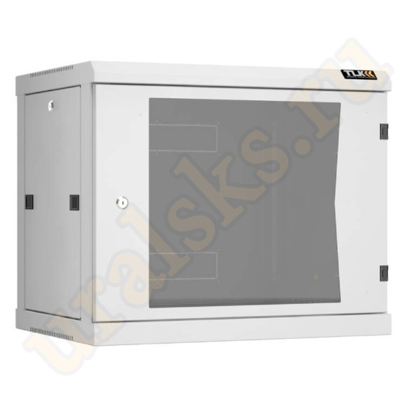 TWC-096045-R-G-GY Настенный разборный шкаф TLK 19", 9U, стеклянная дверь, Ш600хВ503хГ450мм, 2 пары монтажных направляющих, серый