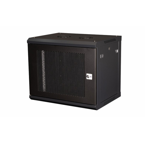 DR-652001 Шкаф 19" телекоммуникационный настенный, 9U 501х600х450 мм, дверь перфорация, черный