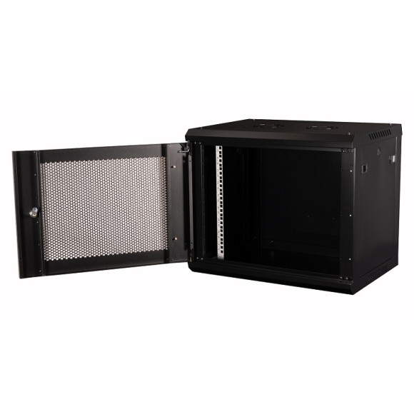 DR-652001 Шкаф 19" телекоммуникационный настенный, 9U 501х600х450 мм, дверь перфорация, черный