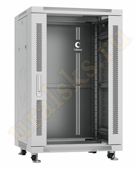 Cabeus SH-05C-18U60/100 Шкаф монтажный телекоммуникационный 19" напольный для распределительного и серверного оборудования 18U 600x1000x988mm (ШхГхВ) передняя стеклянная и задняя сплошная металлическая двери, ручка с замком, цвет серый (RAL 7035)