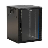 Шкаф настенный 19", 22U, 600х600мм, стеклянная дверь, цвет черный Шкаф настенный 19", 22U, 600х600мм, стеклянная дверь, цвет черный