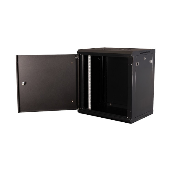 DR-643001 Шкаф 19" телекоммуникационный настенный, 12U 635х600х450 мм, дверь металл, черный DR-643001 Шкаф 19" телекоммуникационный настенный, 12U 635х600х450 мм, дверь металл, черный