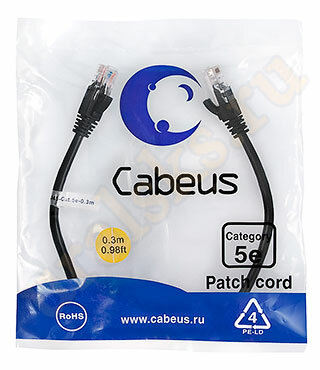 Cabeus PC-UTP-RJ45-Cat.5e-0.3m-BK Патч-корд UTP, категория 5e, 0.3 м, неэкранированный, черный