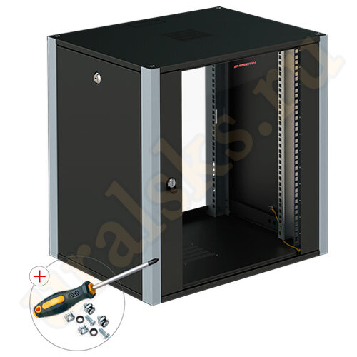 Шкаф настенный 6U SYSMATRIX WP (600x600мм) дверь стекло, цвет чёрный