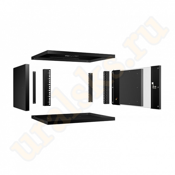 WSC-05D-6U55/45-BK Шкаф телекоммуникационный настенный 19" 6U, серия LIGHT разборный, дверь стекло, цвет черный