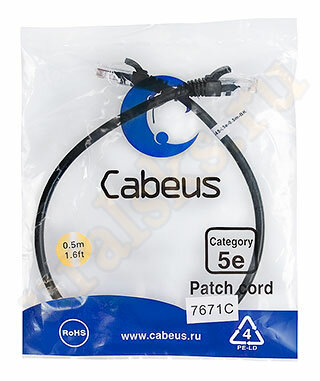 Cabeus PC-UTP-RJ45-Cat.5e-0.5m-BK Патч-корд UTP, категория 5e, 0.5 м, неэкранированный, черный