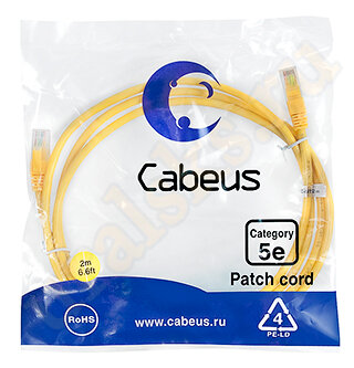 Cabeus PC-UTP-RJ45-Cat.5e-2m-YL Патч-корд UTP, категория 5e, 2 м, неэкранированный, желтый