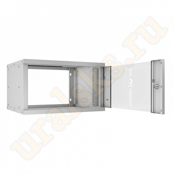 WSC-05D-6U55/45 Шкаф телекоммуникационный настенный 19" 6U, серия LIGHT разборный, дверь стекло, цвет серый