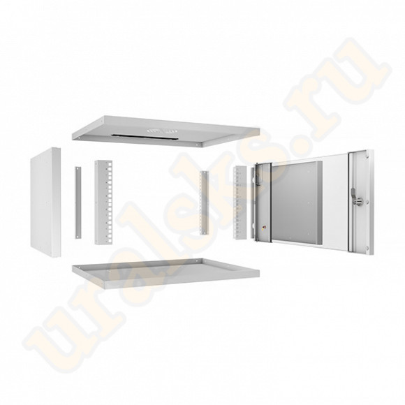 WSC-05D-6U55/45 Шкаф телекоммуникационный настенный 19" 6U, серия LIGHT разборный, дверь стекло, цвет серый