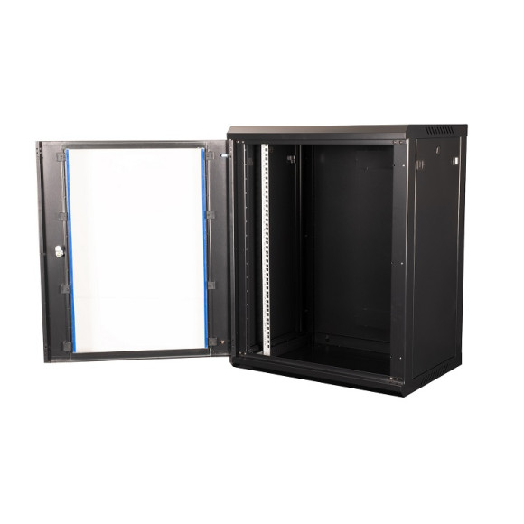 DR-634001 Шкаф 19" телекоммуникационный настенный, 15U 769х600х450 мм, дверь стекло, черный