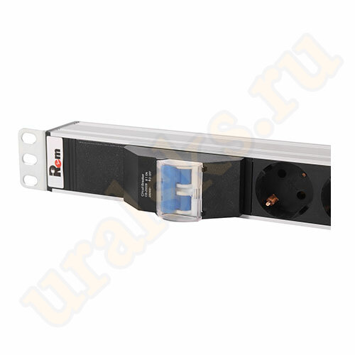 Вертикальный блок розеток R-16-15S-10C19-A-1820-K с авт. 16A, 15 Schuko, 10 IEC 60320 C19, 16A, алюм, 42-48U, колодка